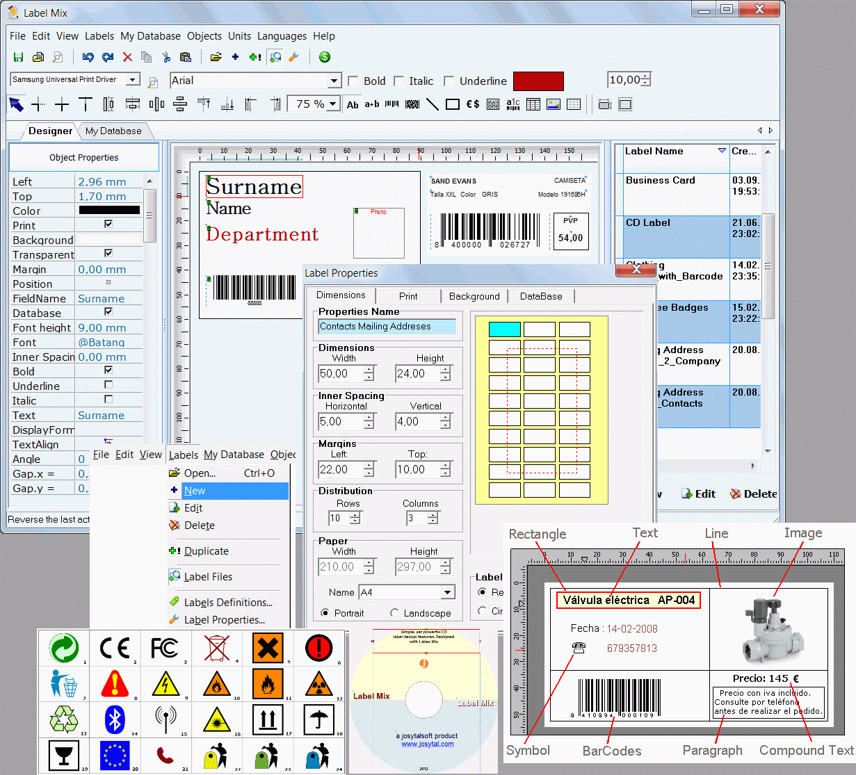 screenshot: LabelMix Main Application window