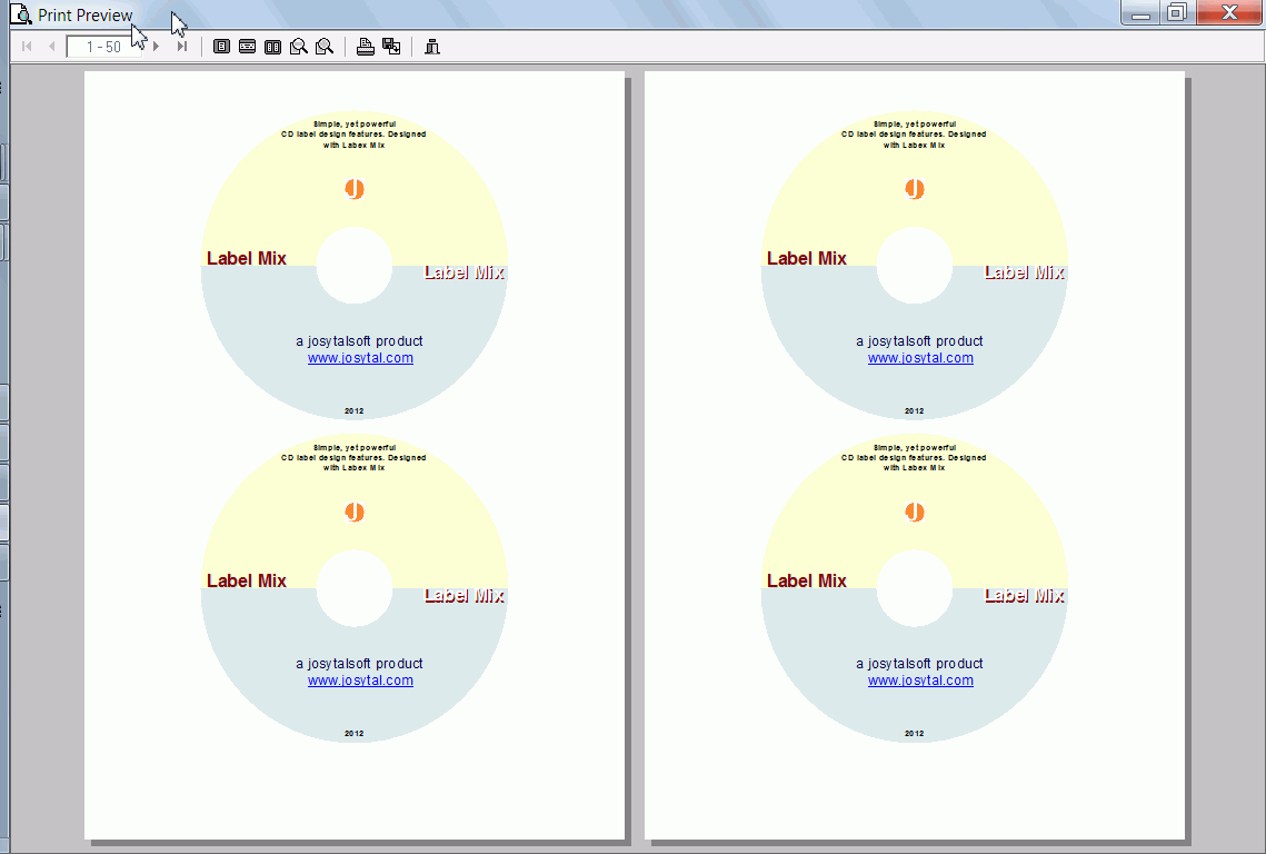 LabelMix advanced print preview and image converter screenshot: advanced print preview features