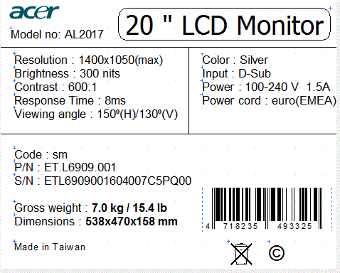 screenshot: barcode with products data