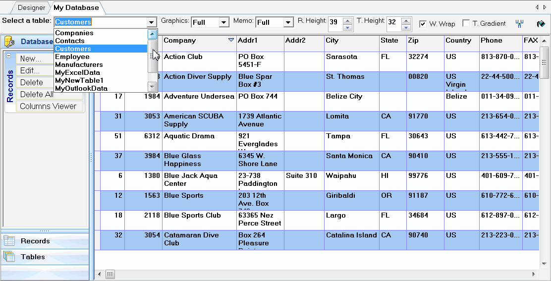 Create and manage database to store information