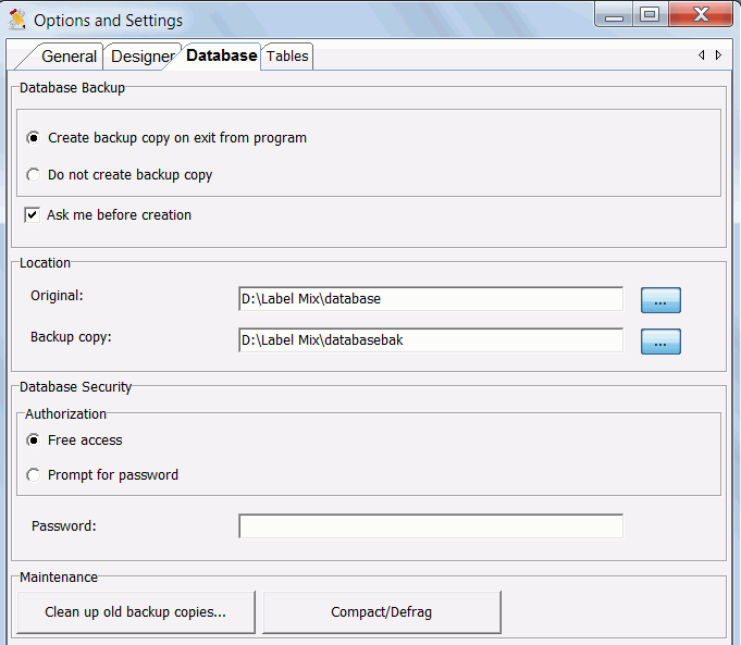 Setting Database Properties, backup, security, authorization