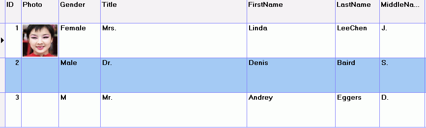 Table Before changing columns visibility